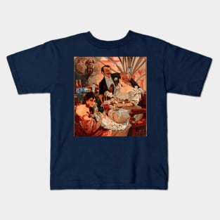 Biscuits and Champagne by A. Mucha Kids T-Shirt